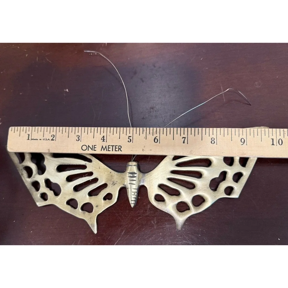 Lot Of 2 Vintage Brass Butterflies Wall Hanging Bendable antenna Garden Art